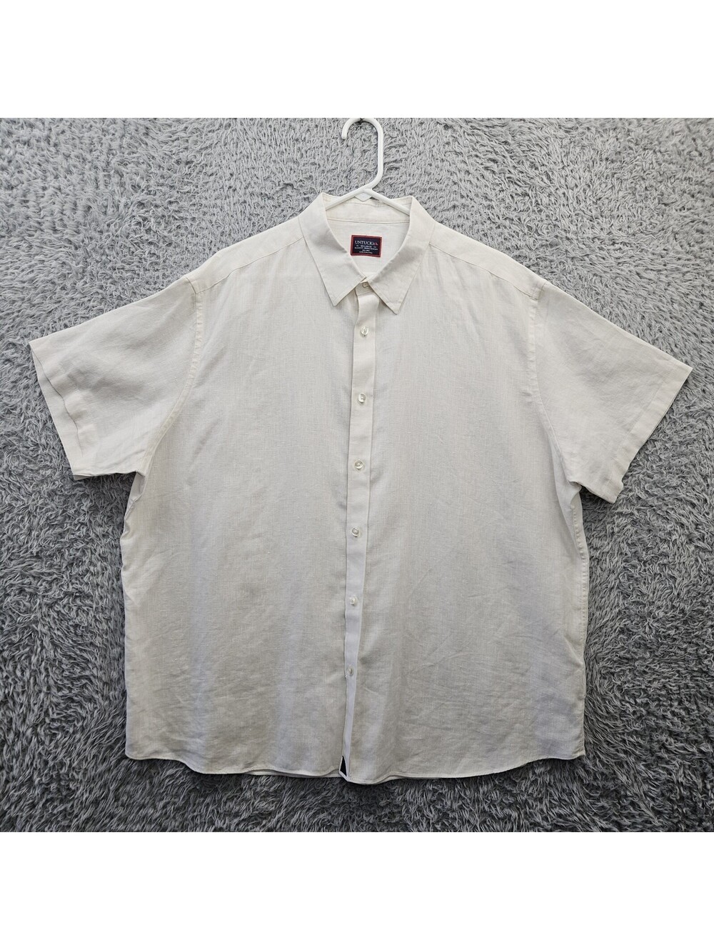 UNTUCKit Shirt 2XL XXL Calvano WR #35373 100% Linen White Relaxed Fit